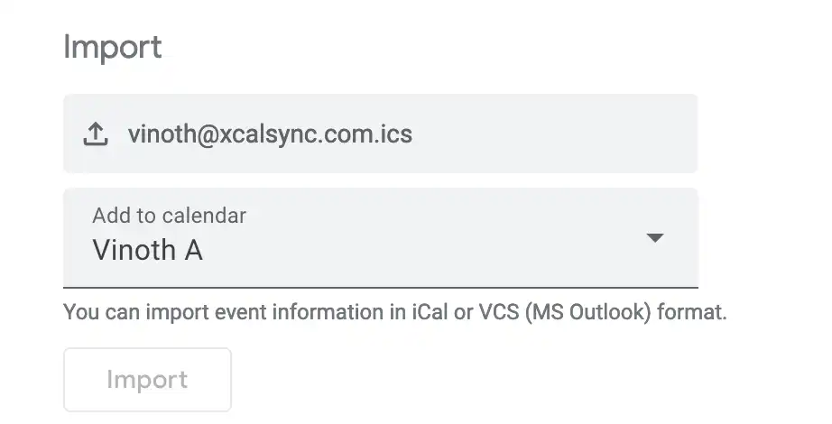 Google Calendar Import screenshot