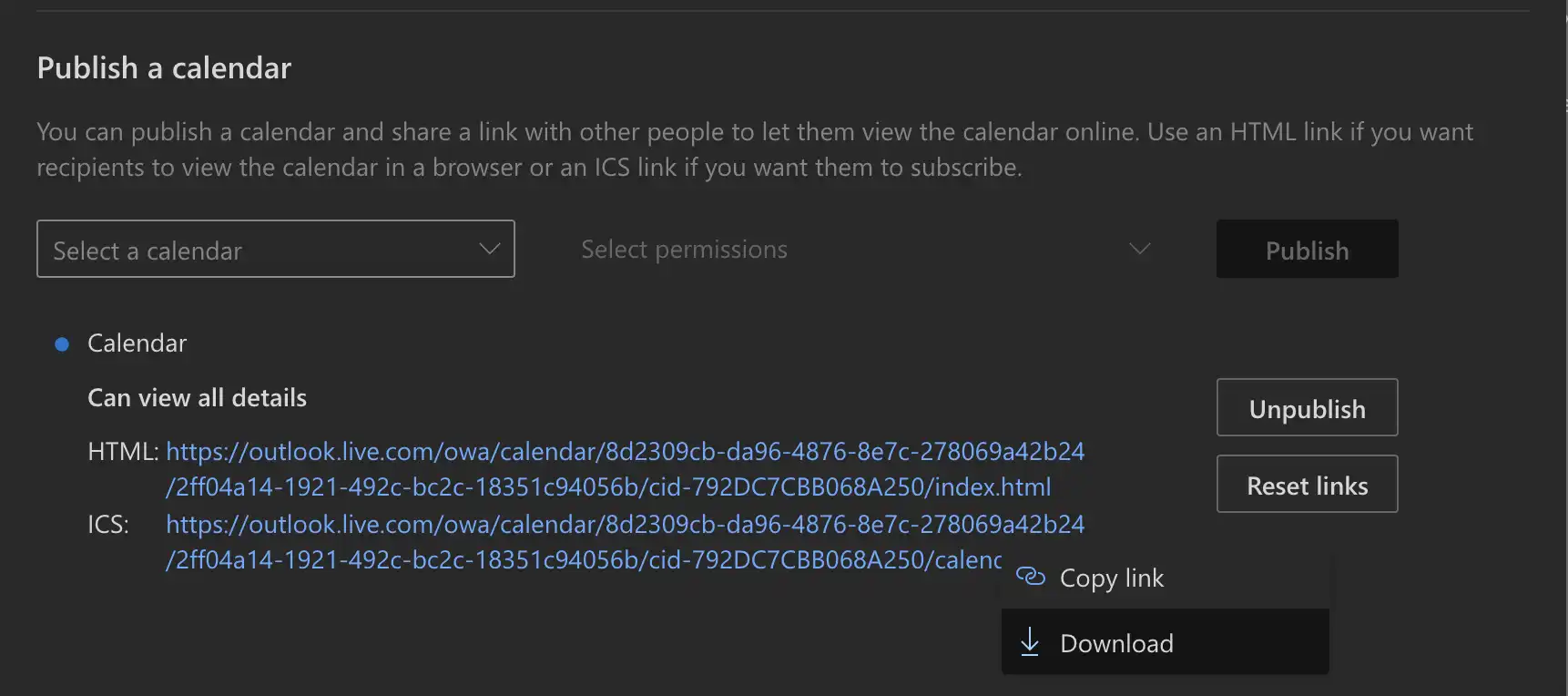 Outlook Calendar Download .ics file